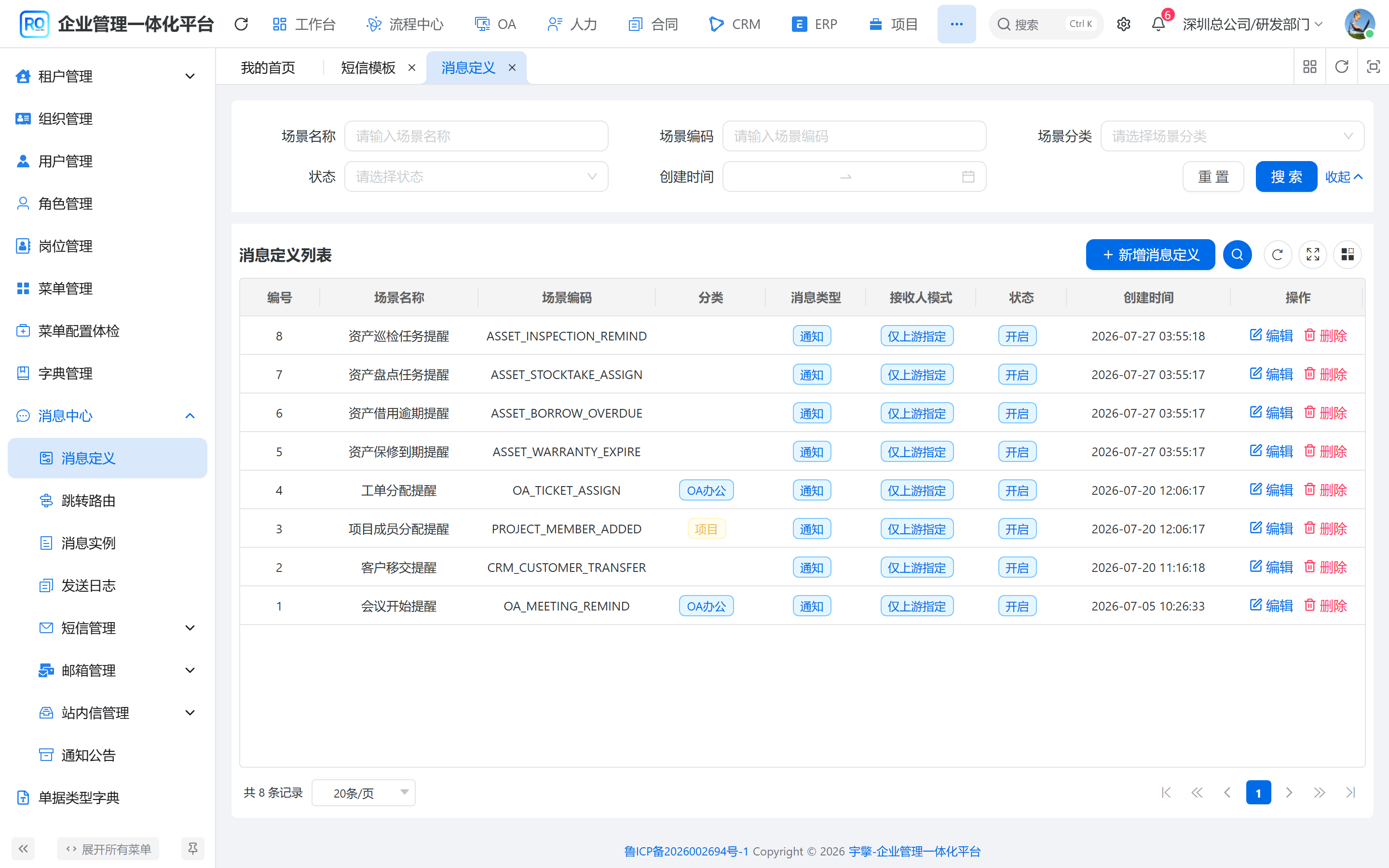 消息定义