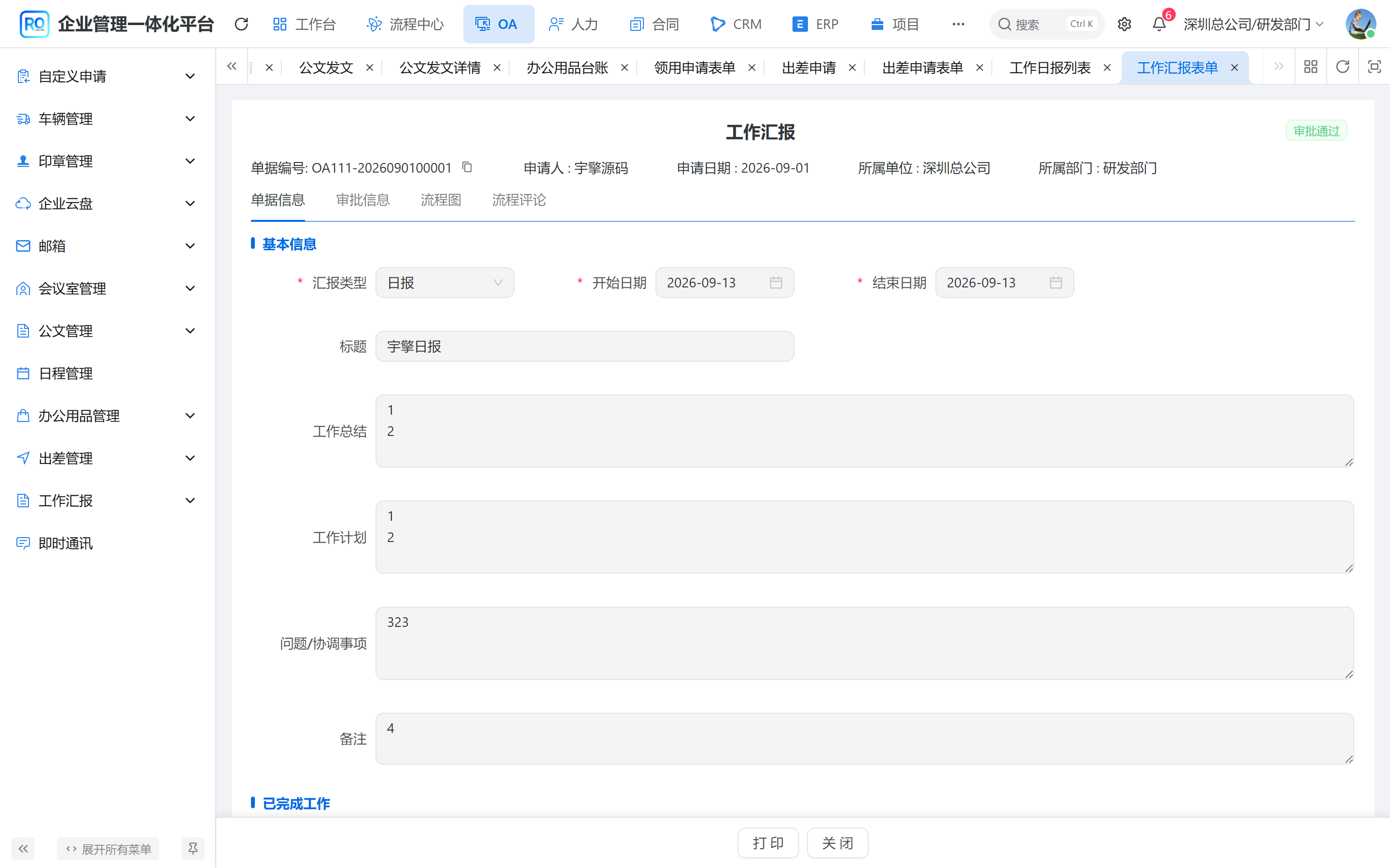 汇报详情