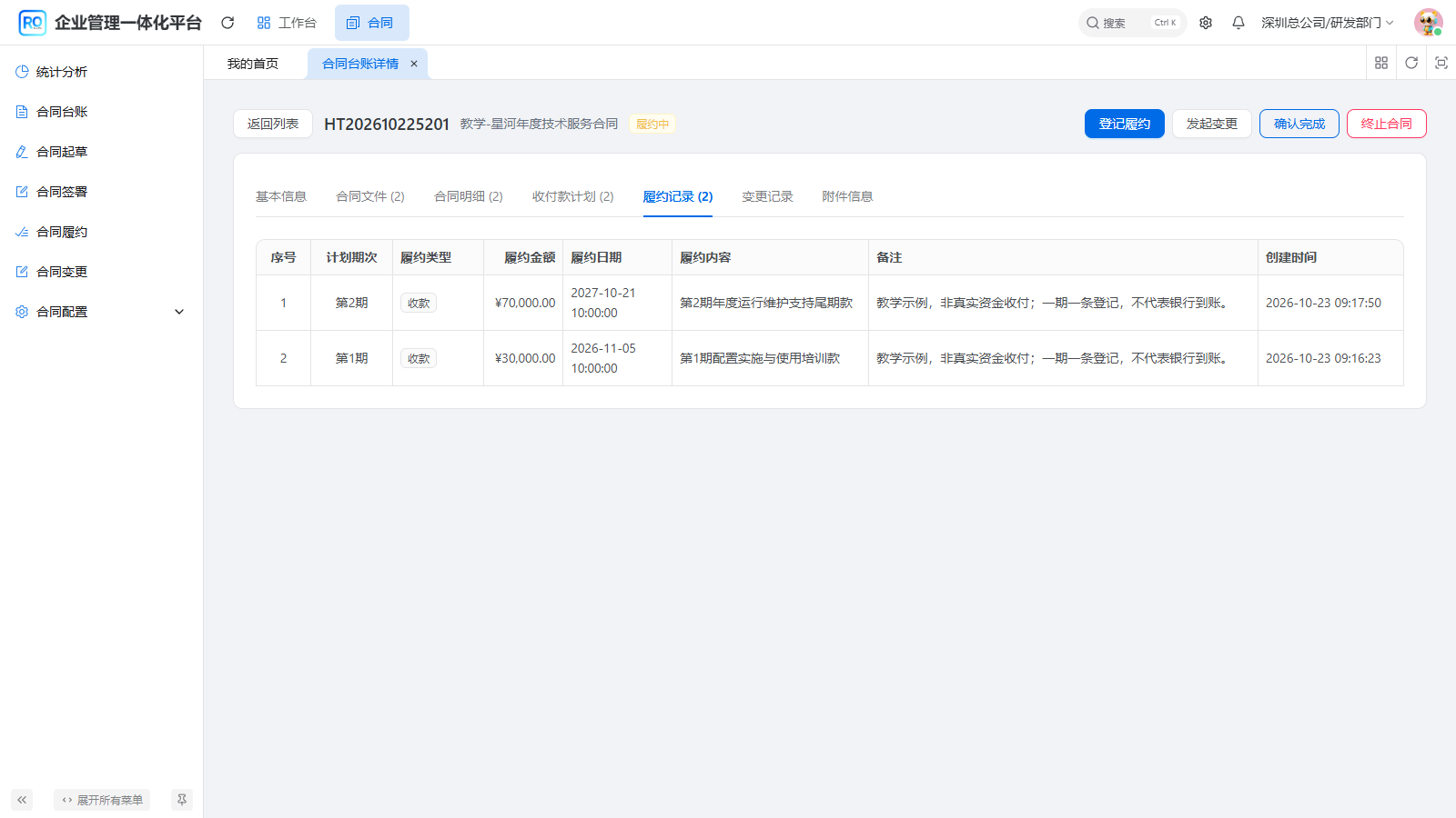 图3 两笔原履约记录