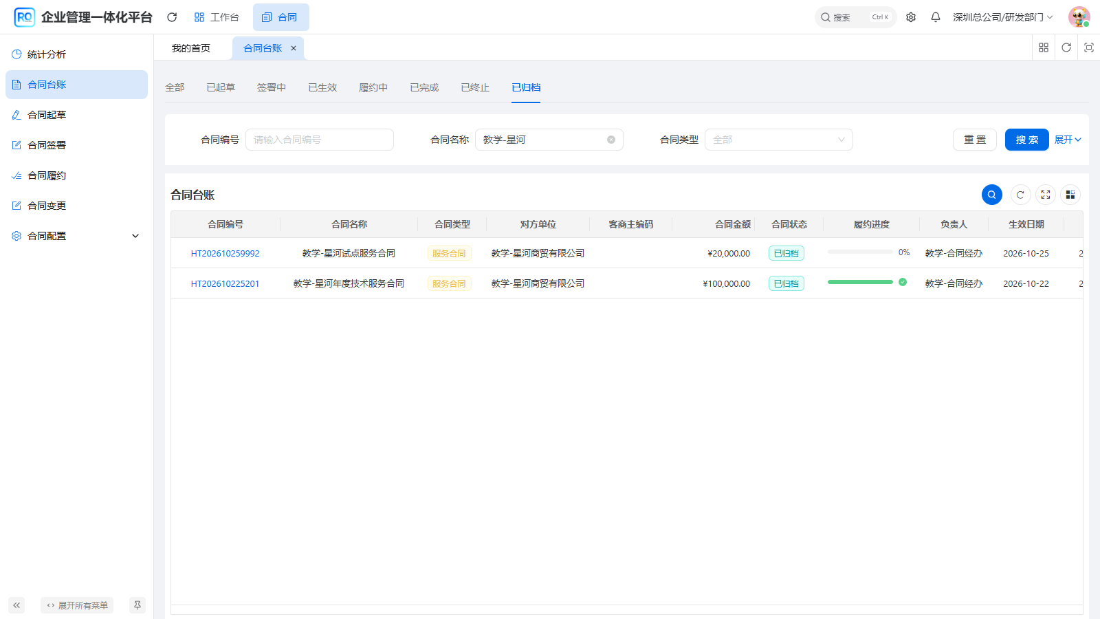 图2 保留名称并切换已归档，只显示A和C