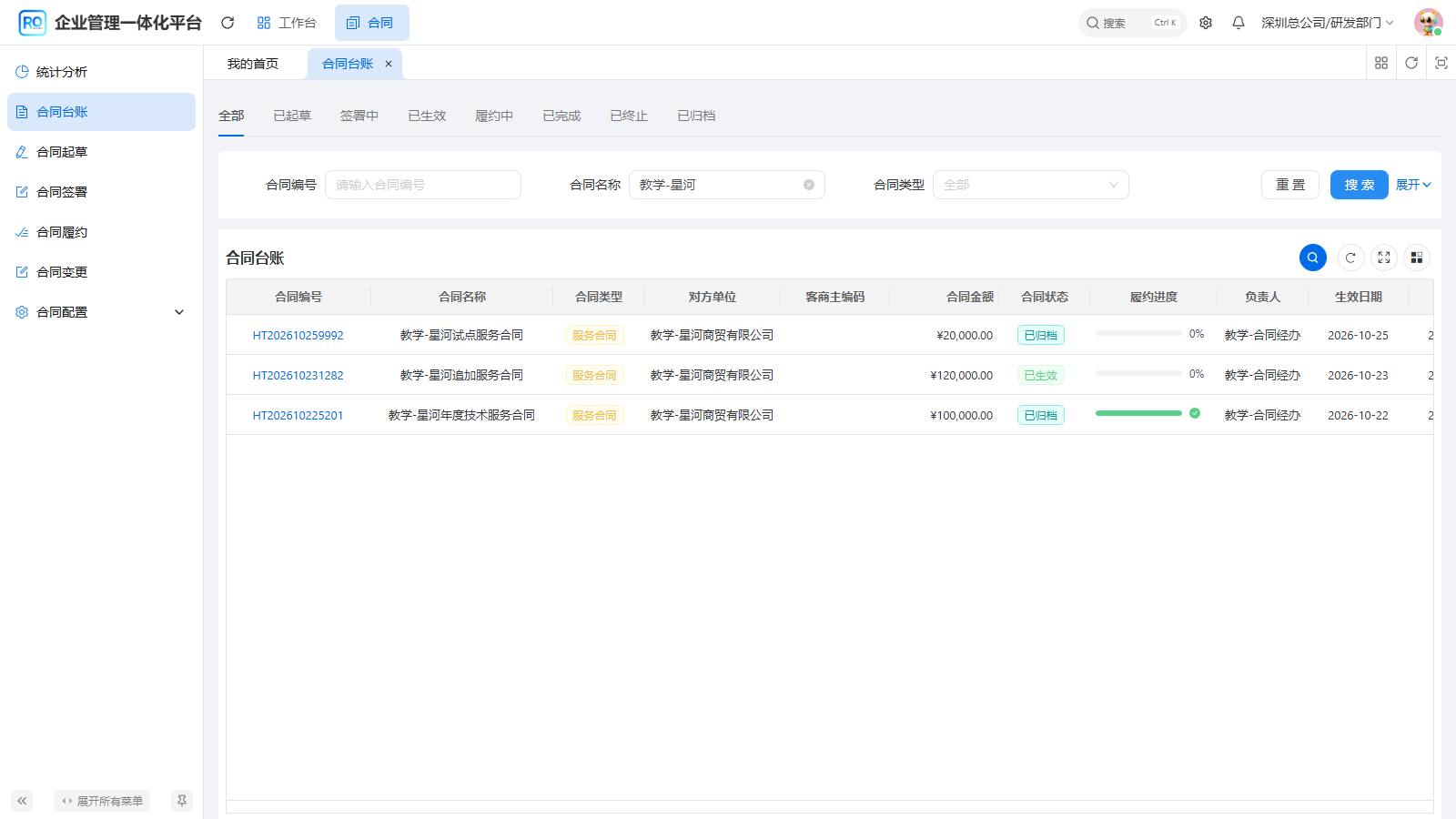 图1 名称搜索定位三份不同星河合同